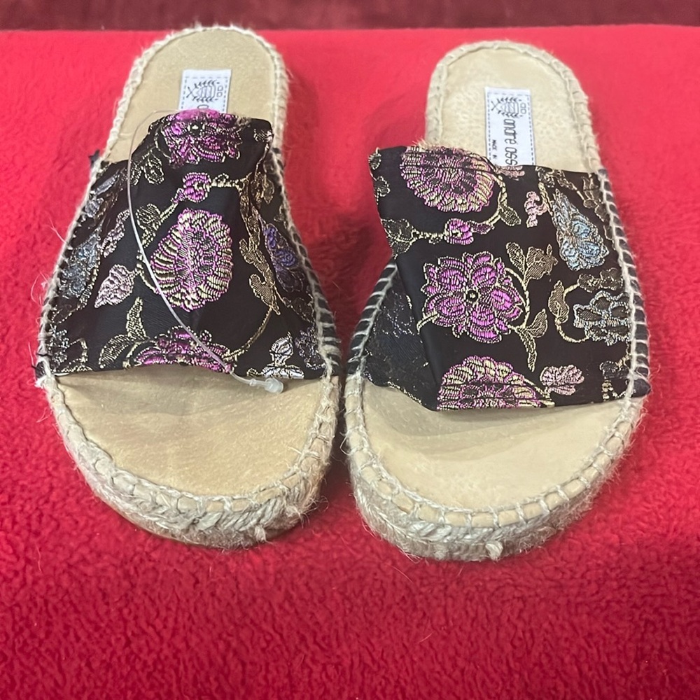 Andre Assous Black Floral Sandals